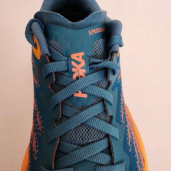 HOKA Speedgoat 5 Women’s Size 8.5B Blue Orange Trail Running Shoes Vibram EUC - Picture 10 of 13